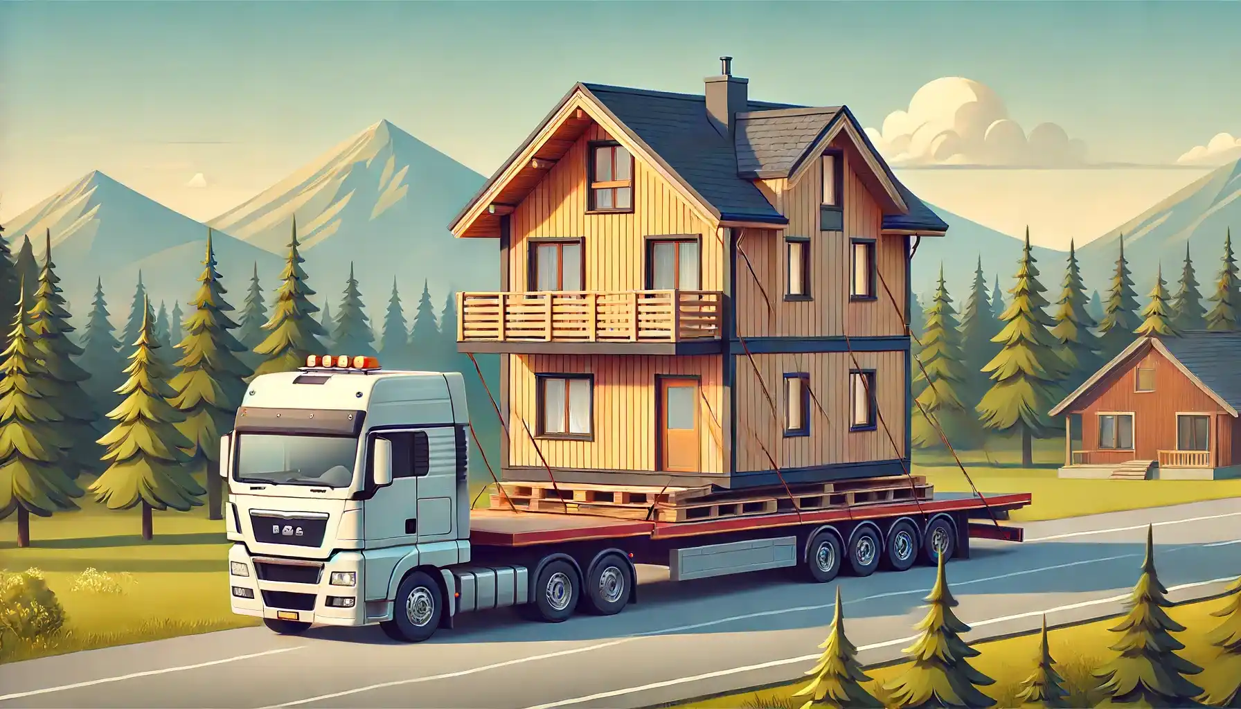 Het transporteren van een prefab woning